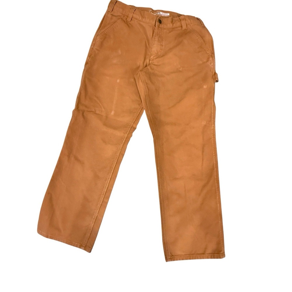 Carhartt Pants Mens 34X30 Brown Carpenter Double Knee‎ Distressed Workwear